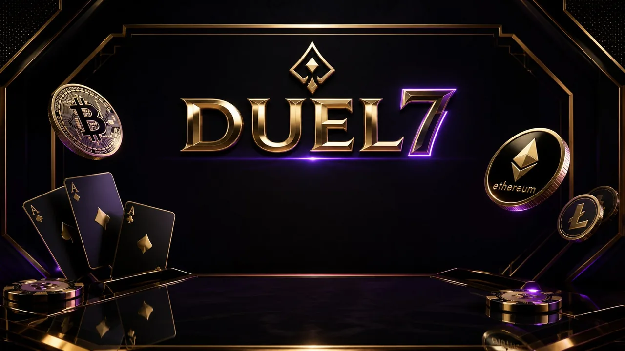 Duel7 VIP brand artwork with crypto coins and cards